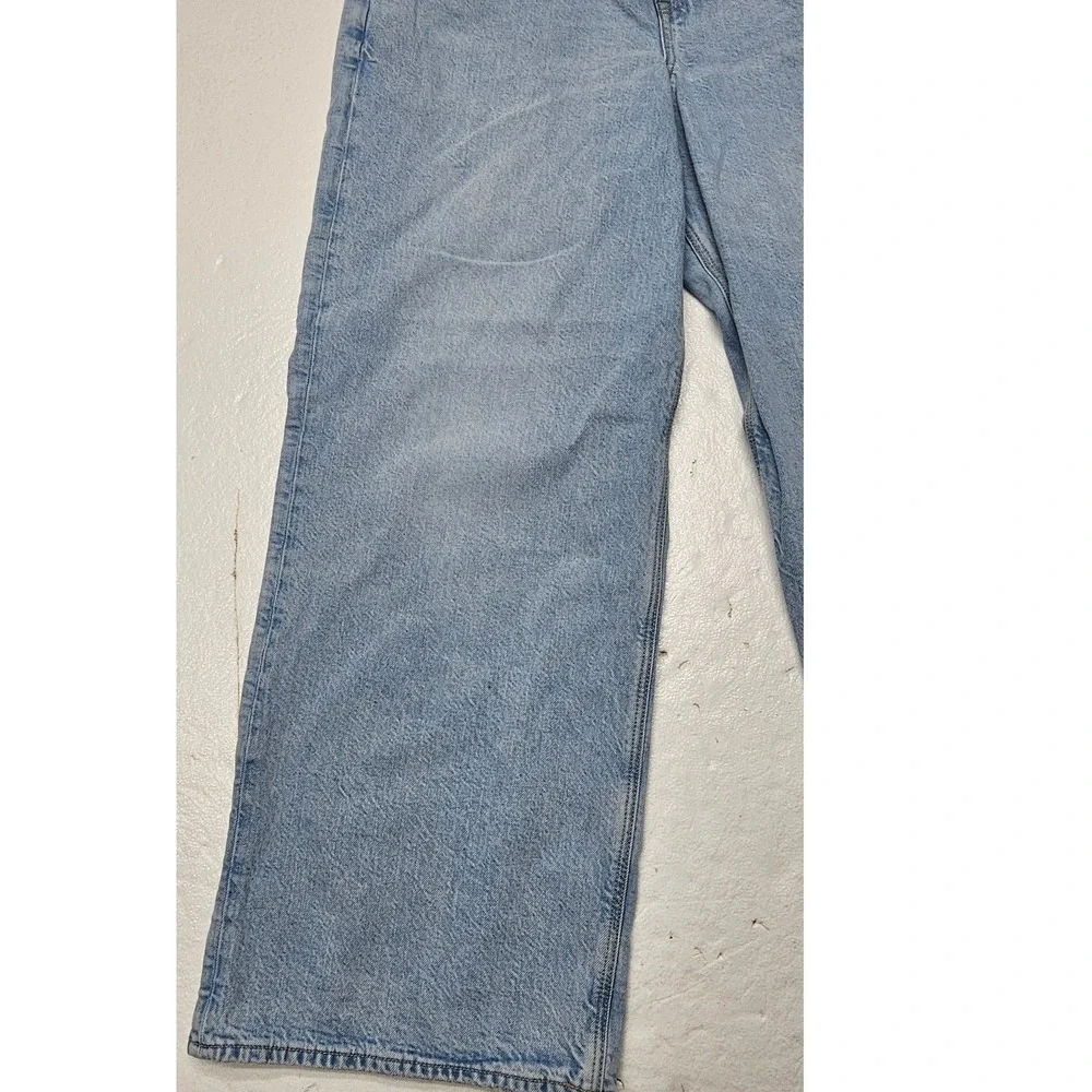 American Eagle Strigid Light Wash Wide Leg High Rise Jeans Womens 16 Regular